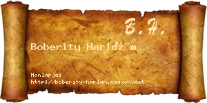 Boberity Harlám névjegykártya